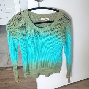 Medium, billabong, light knit sweater in teal and green
